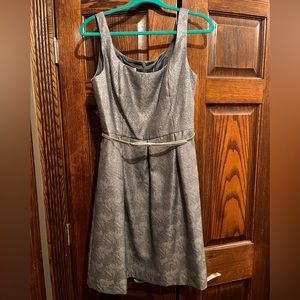 Evan Picone formal silver sleeveless cocktail dress w/pockets, silver belt, 12.